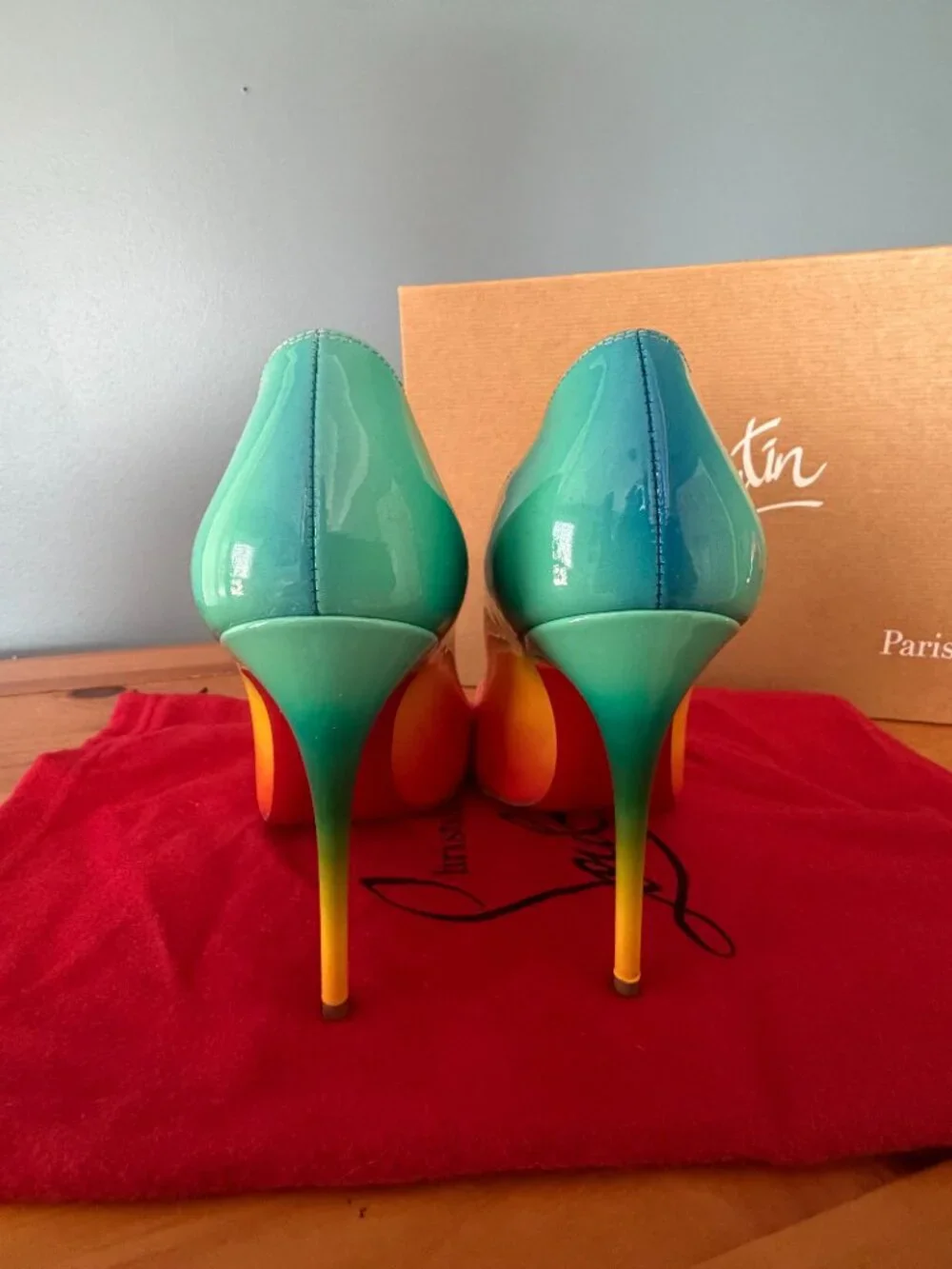 Christian Louboutin Rainbow Ombré Pigalle Follies 100 Pumps 36.5